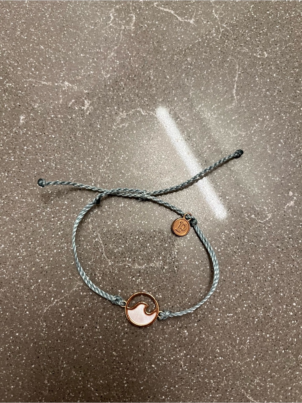 Pura Vida Blue Cord Wave Bracelet with Rose Gold Charm